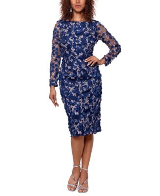 XSCAPE 3D-Floral Lace Midi Dress - Macy's