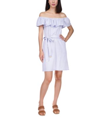 Michael Kors Ruffled Off-The-Shoulder Mini Dress, Regular & Petite - Macy's