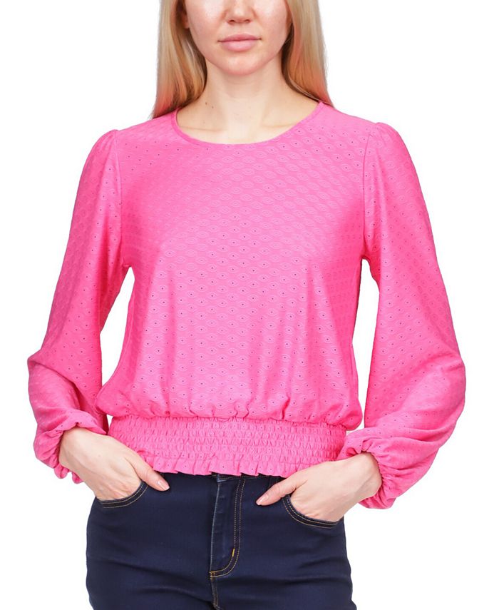 Michael Kors Faux Eyelet Smocked Top Macy s