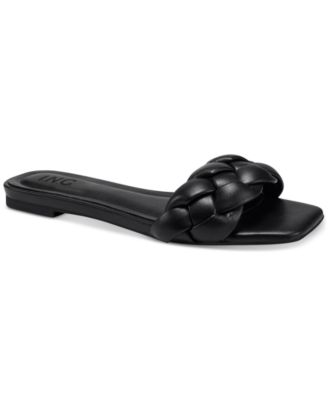 macy's black flat sandals