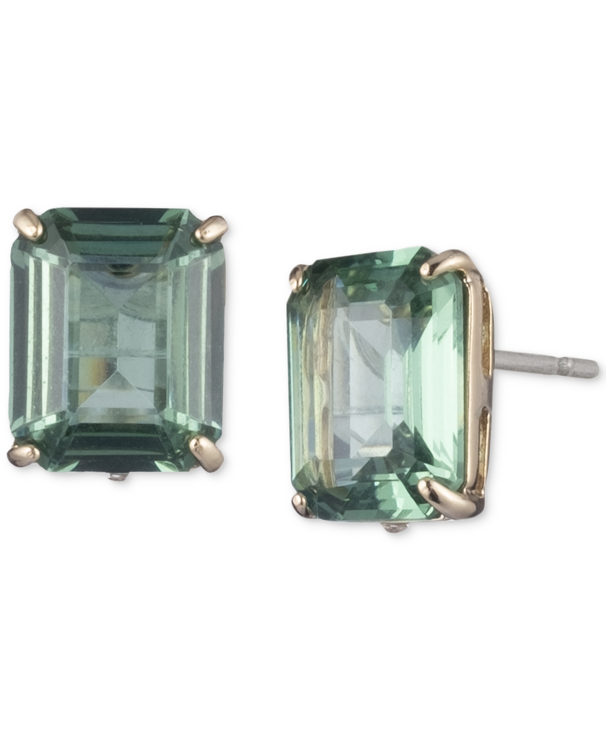 Lauren Ralph Lauren Gold-tone Color Crystal Square Stud Earrings In Green