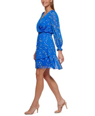 DKNY Floral-Print Faux-Wrap Dress