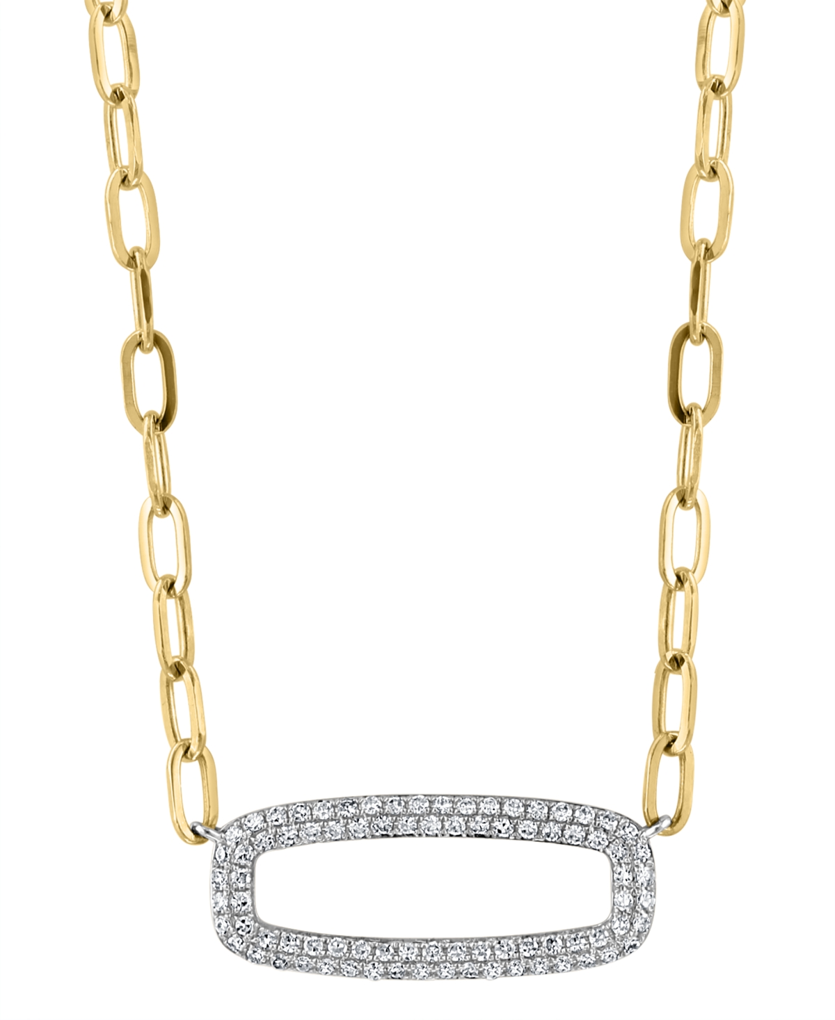 Effy Diamond Pave Open Link 18" Pendant Necklace (1/2 ct. t.w.) in 14k White and Yellow Gold - Two Tone
