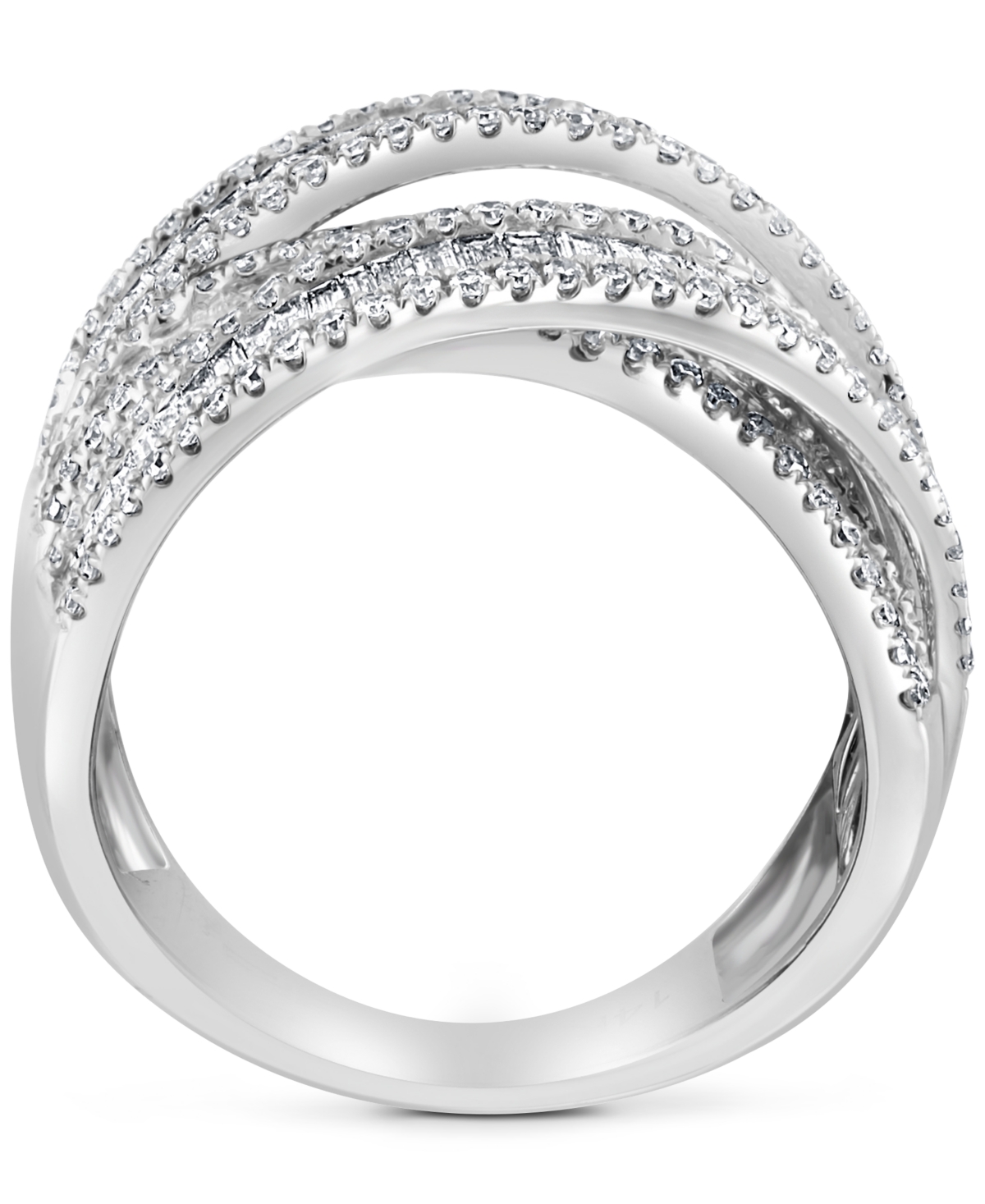 Effy Diamond Baguette Crossover Statement Ring (1-5/8 ct. t.w.) in 14k- White Gold