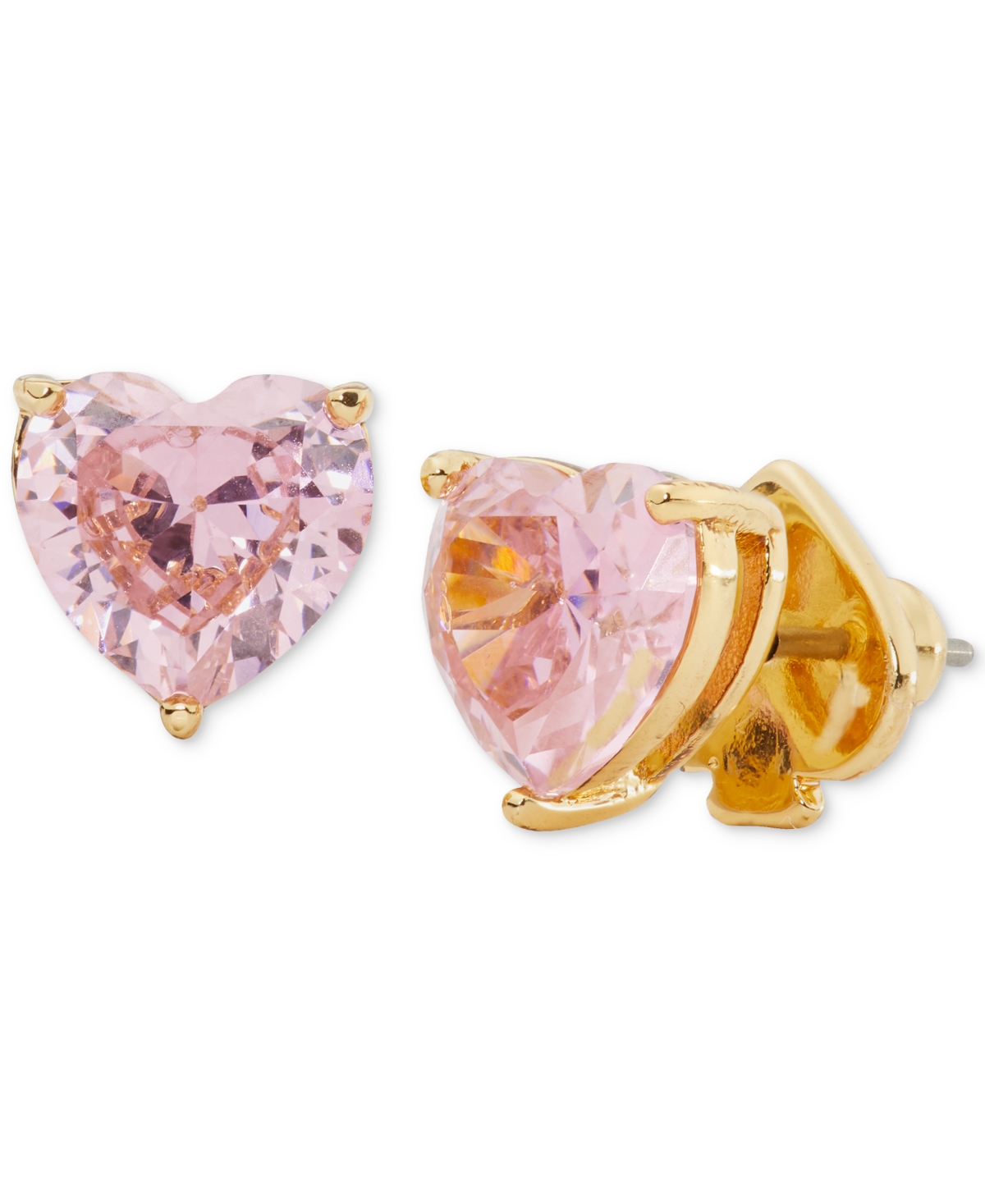 Shop Kate Spade Gold-tone Stone Heart Stud Earrings In White