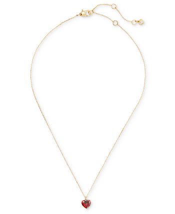 kate spade new york Gold-Tone Birthstone Heart Pendant Necklace, 16 ...