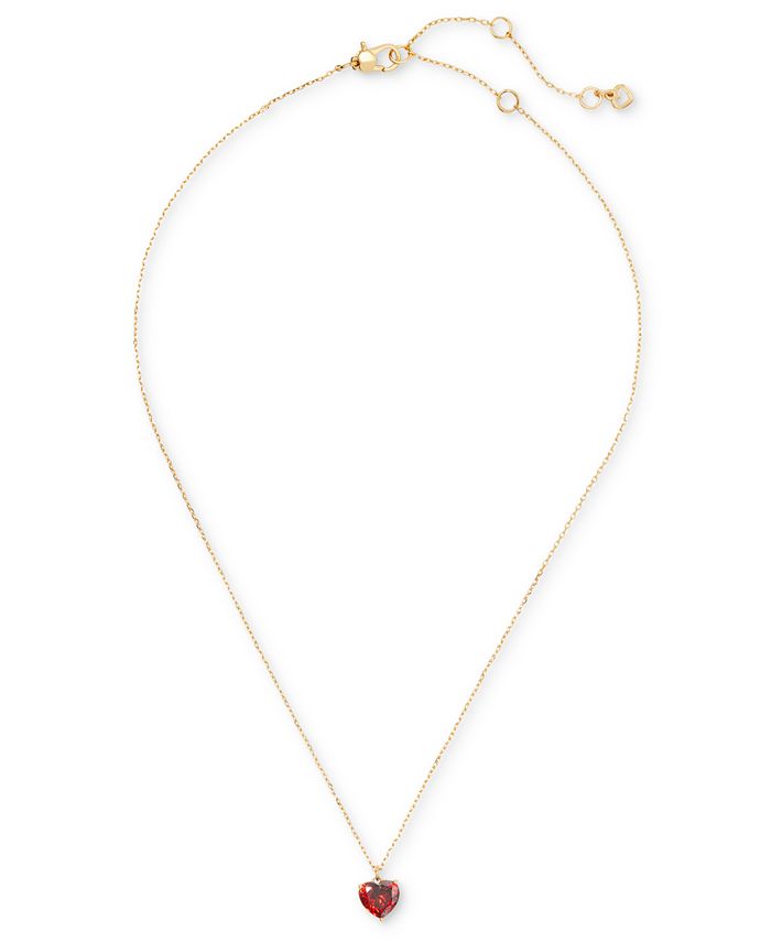 kate spade new york - Gold-Tone Birthstone Heart Pendant Necklace, 16" + 3" extender