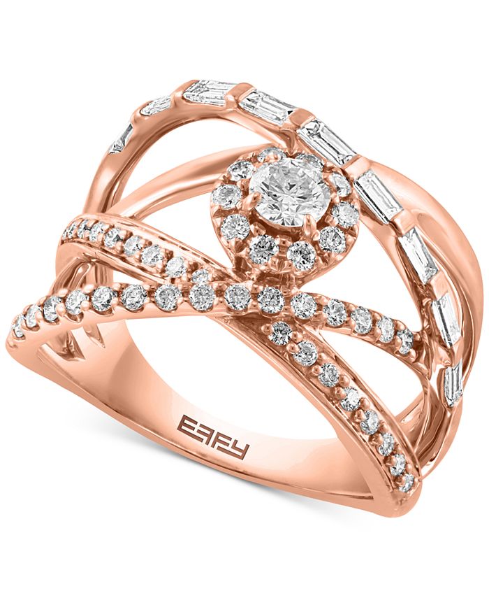 EFFY Collection - Diamond Openwork Crossover Statement Ring (7/8 ct. t.w.) in 14k Rose Gold