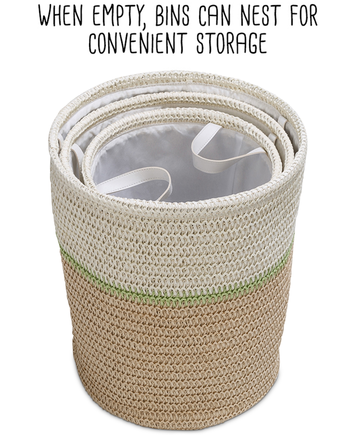 Shop Honey Can Do Small Nesting Paper Straw Baskets With Handles, Set Of 3 In Natural