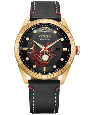 Citizen - Men's Eco-Drive Tony Stark Black Leather Strap Watch 43mm