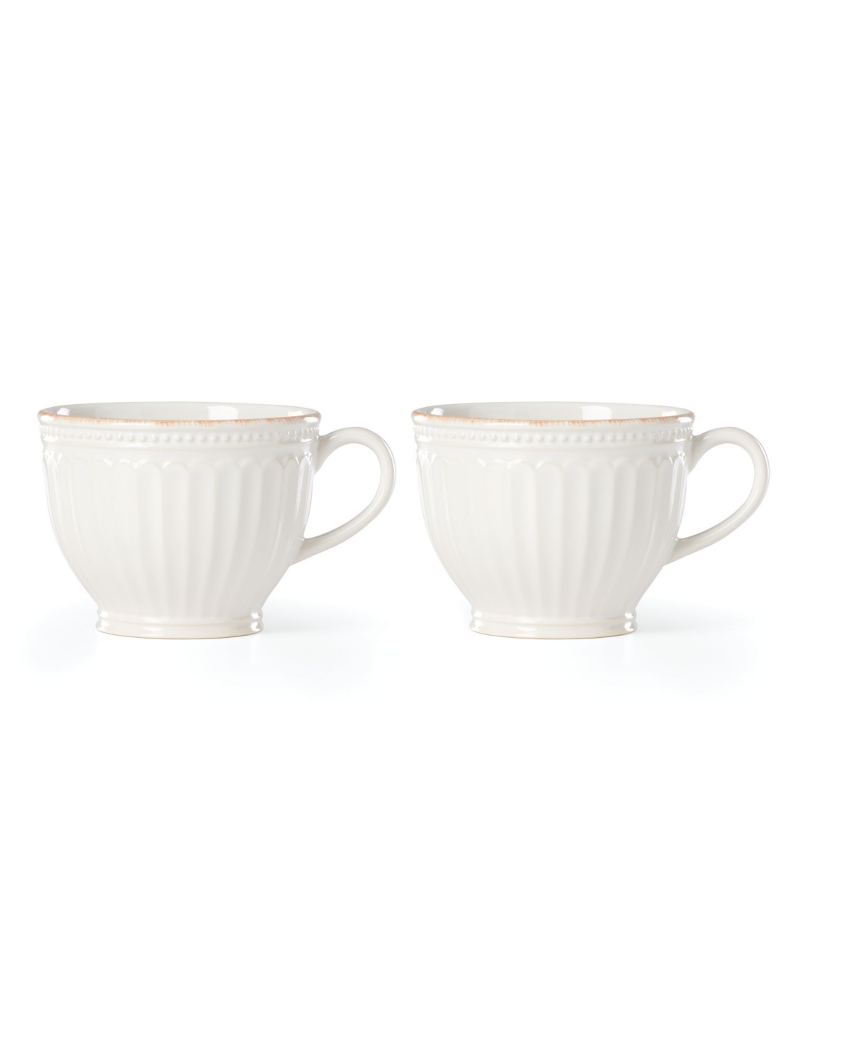 French Perle Groove Latte Mug Set, 2 Piece - White