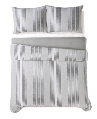Kiel Stripe 3 Piece Flannel Duvet Cover Set, Full/Queen