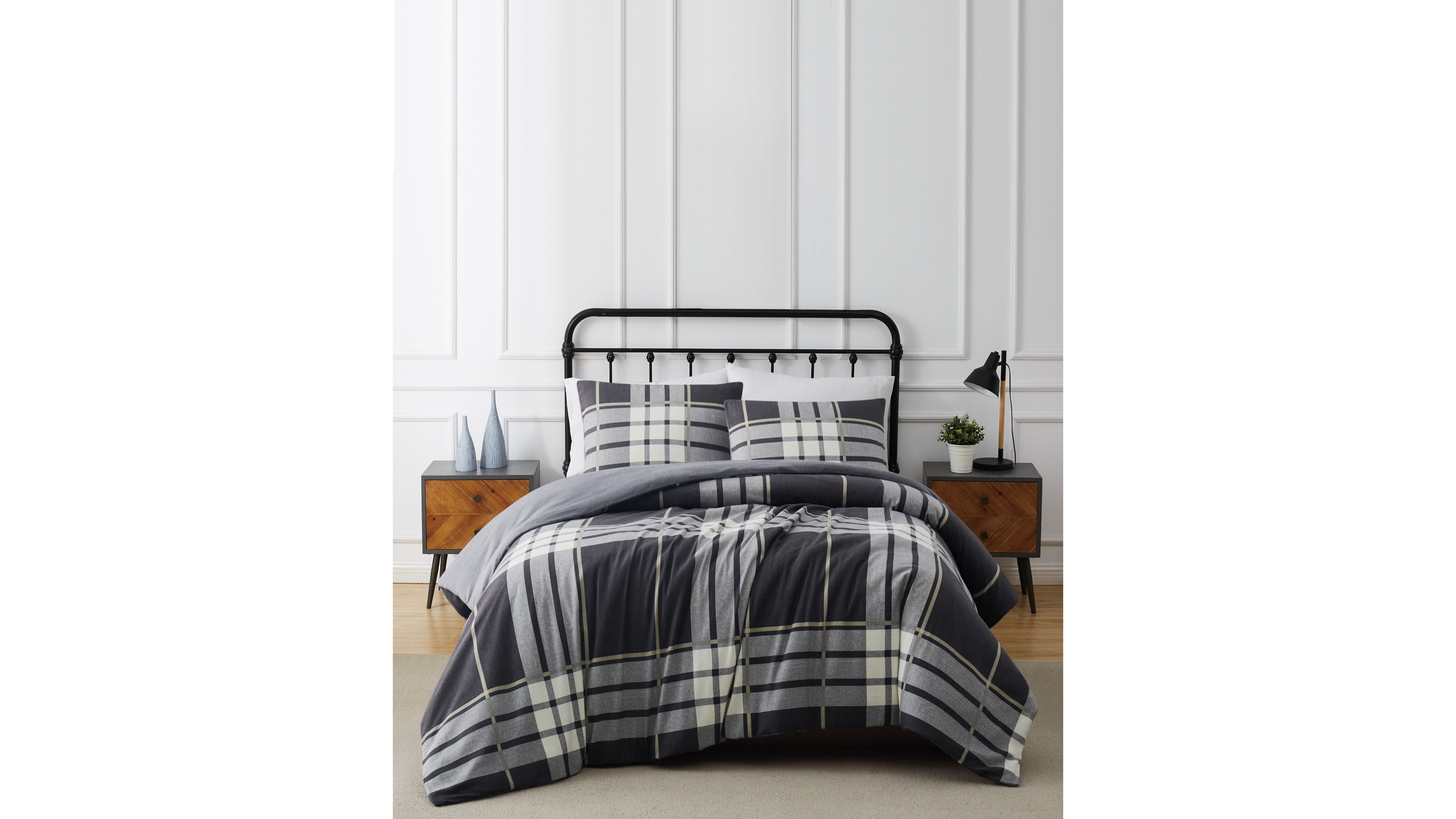 Truly Soft Milo Plaid 3 Piece Flannel Duvet Cover Set, King