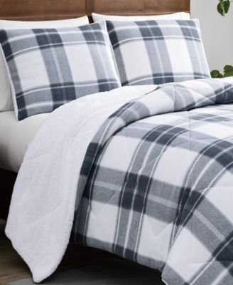 Cozy Teddy Plaid 3 Piece Comforter Set, Full/Queen