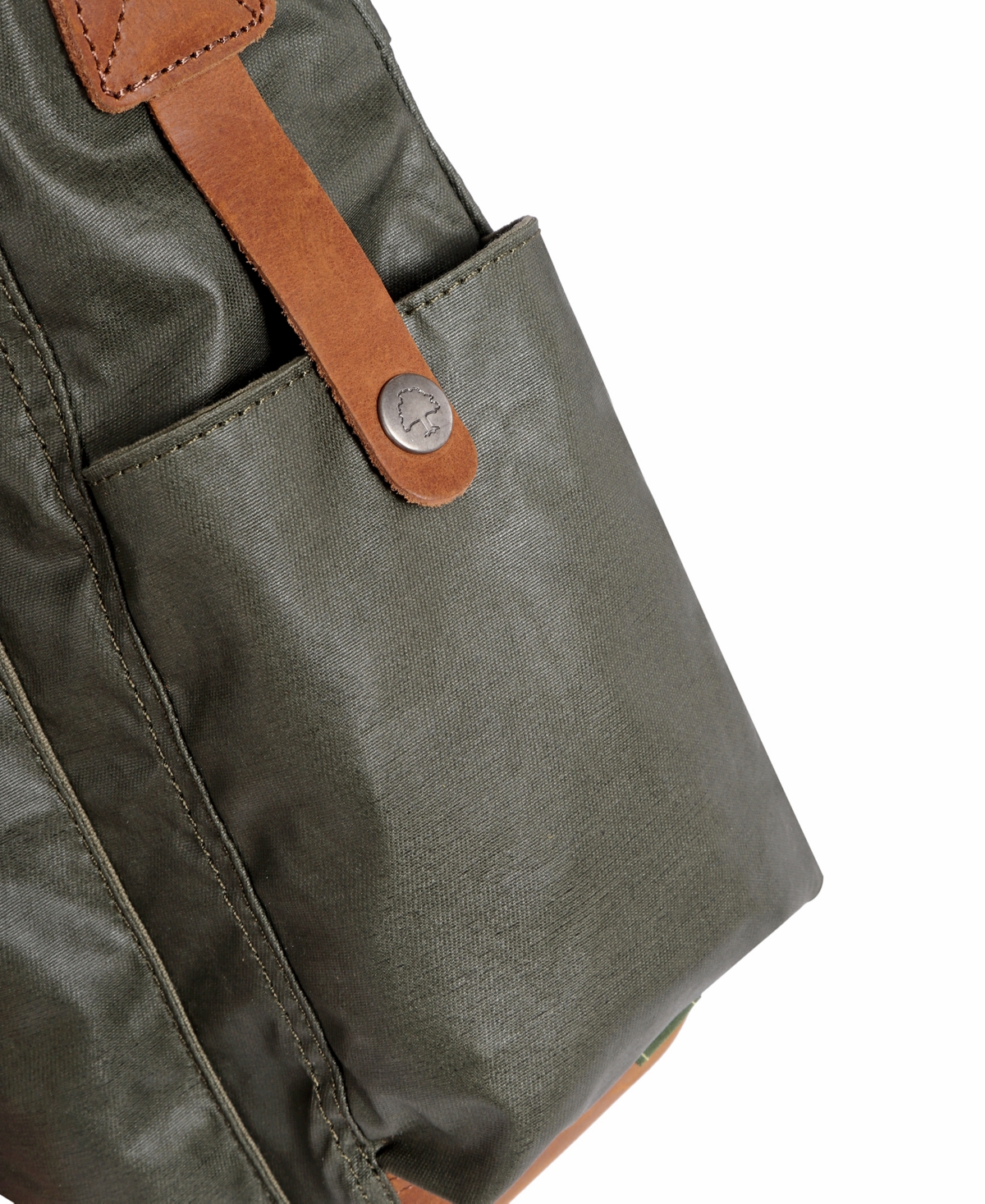 Tsd Brand Urban Light Coated Canvas Tote Bag In Army Green