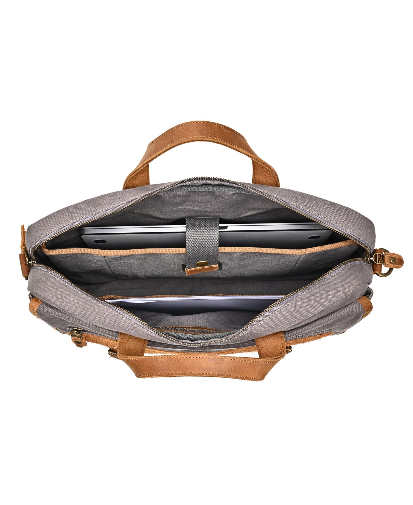 Женские портфели TSD BRAND Valley Oak Canvas Brief Bag, цвет: Серый — фото 5