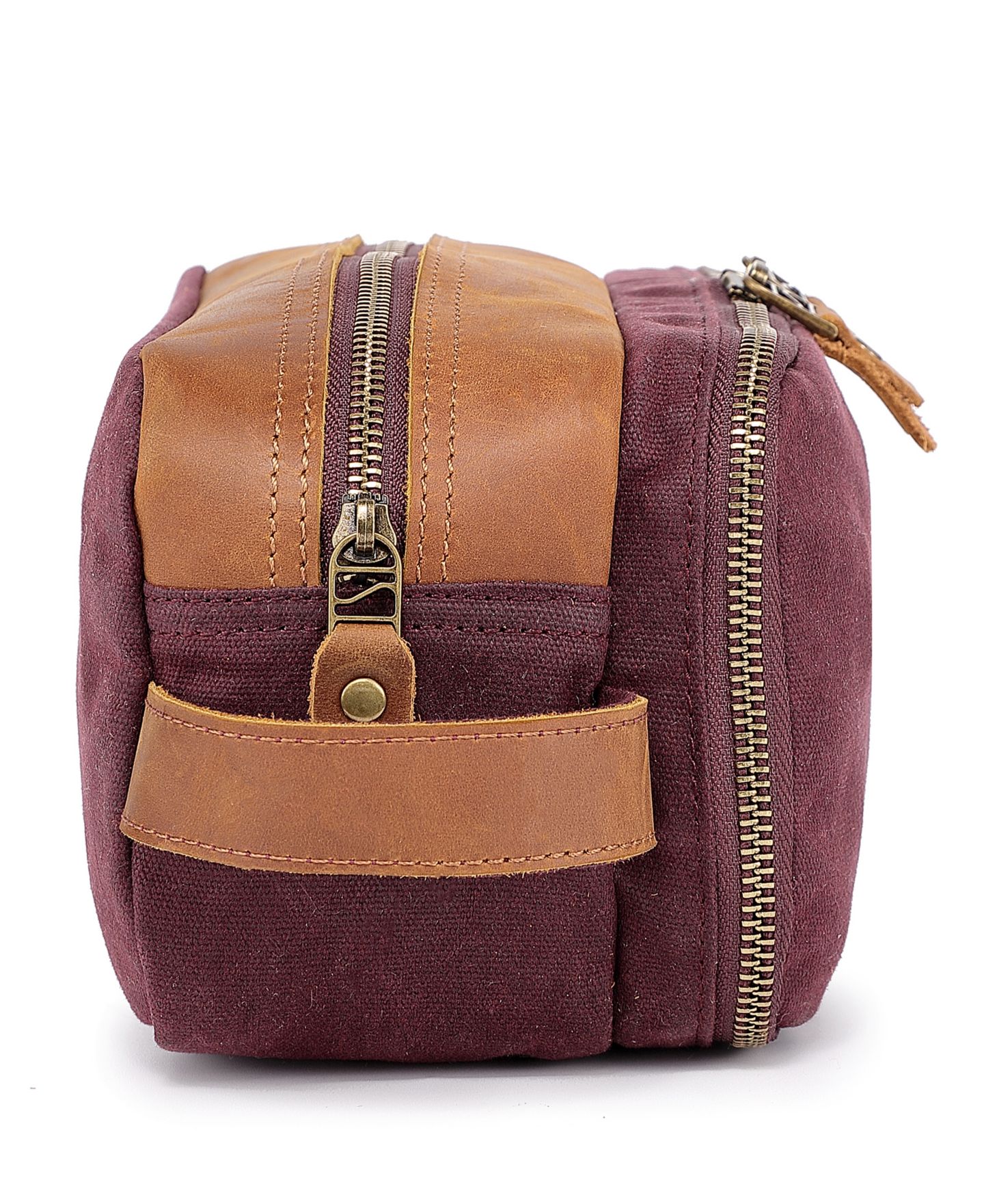 Женский несессер TSD BRAND Turtle Ridge Waxed Canvas Toiletry Bag, цвет: Бордовый — фото 6