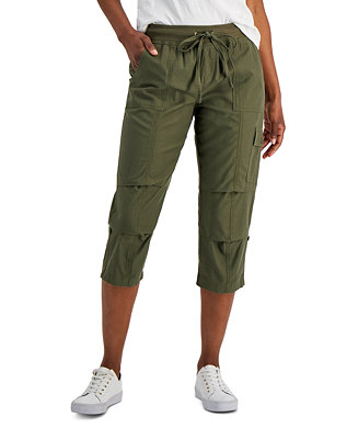 Tommy Hilfiger Women's Solid Cropped Cargo Pants - Macy's