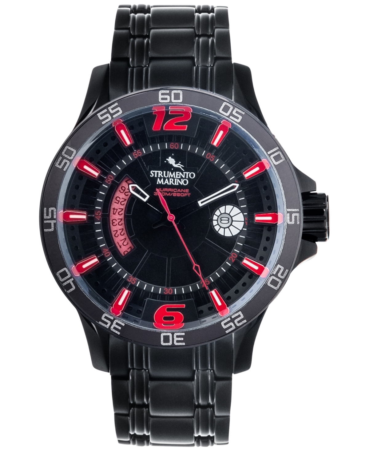Men's Hurricane Black Ion-Plated Stainless Steel Bracelet Watch 46mm - Black/red