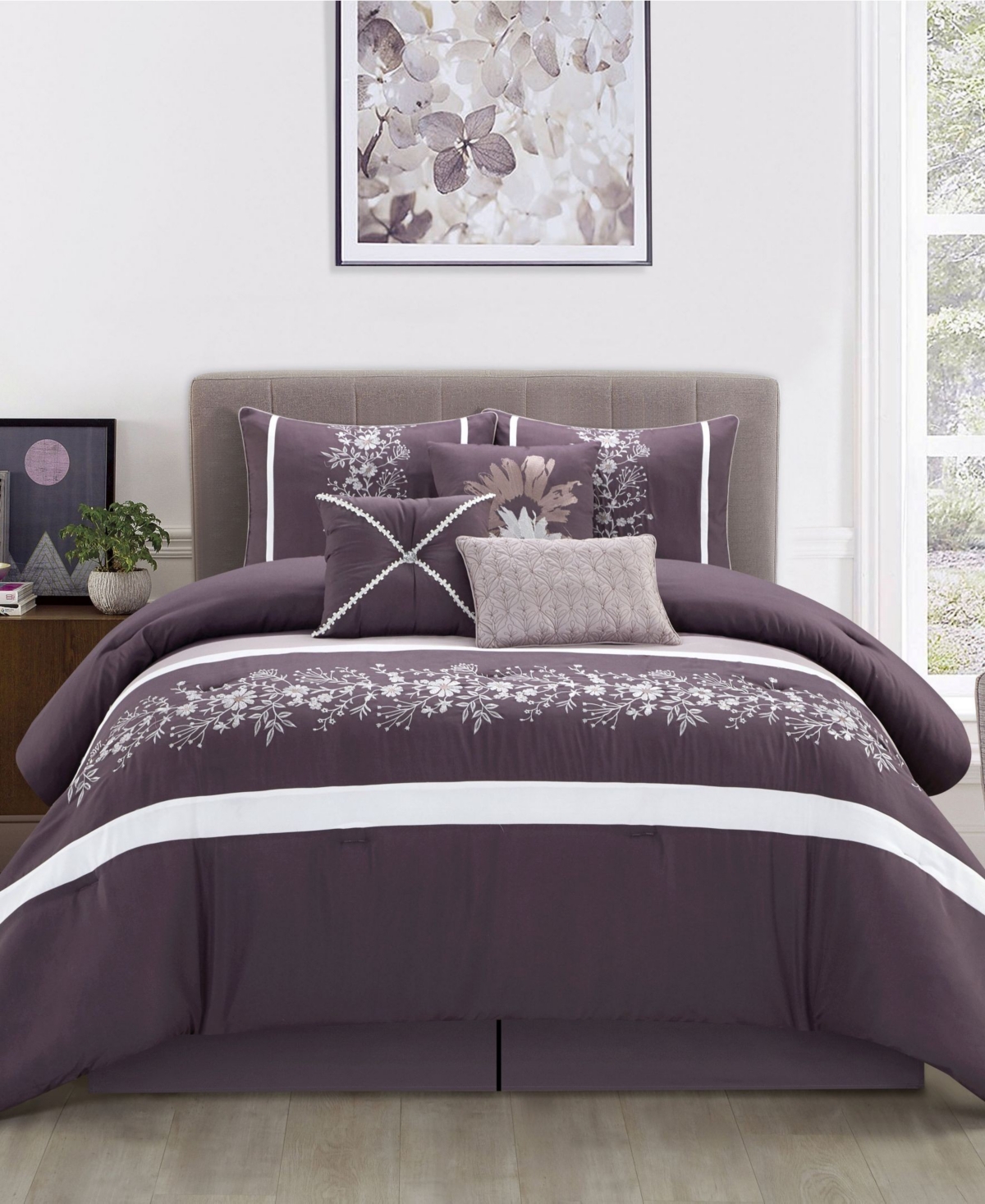 Details about   Stratford Park Maya 5-Piece Comforter Set King Purple 