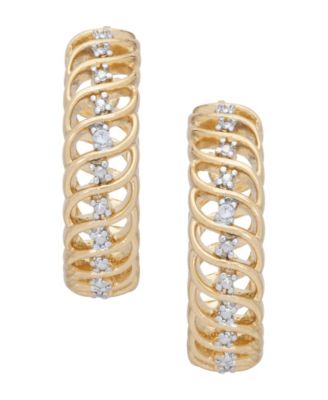 Diamond Accent Swirl Hoop Earrings