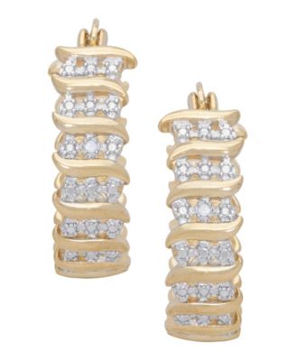 Diamond Accent "S" Hoop Earrings