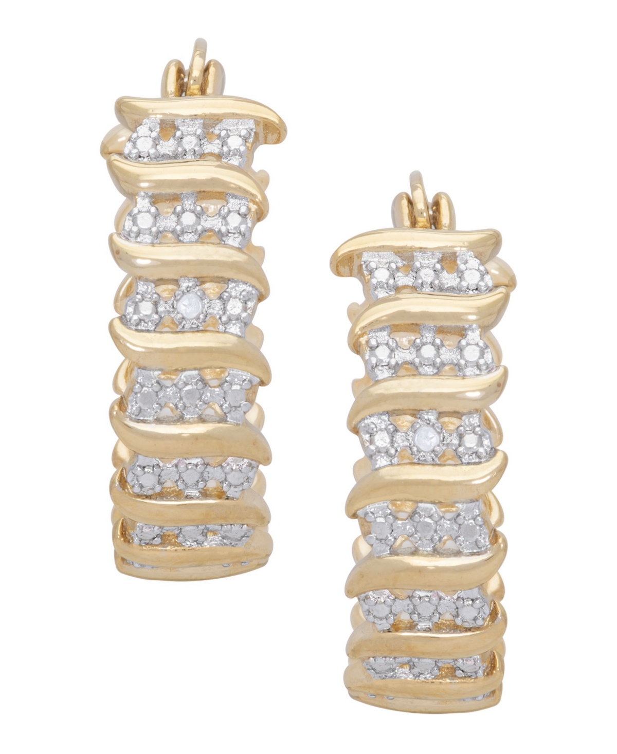 Diamond Accent "S" Hoop Earrings