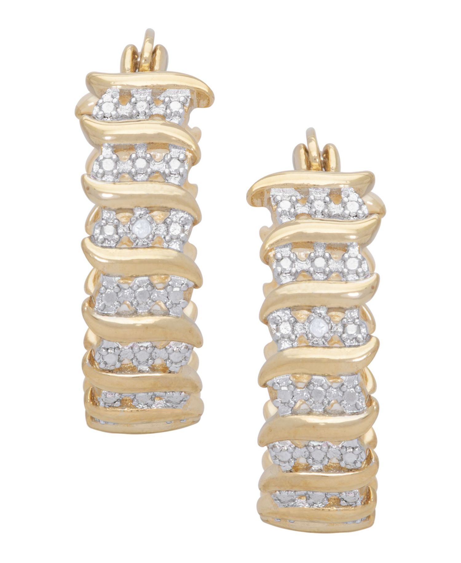 Diamond Accent "S" Hoop Earrings