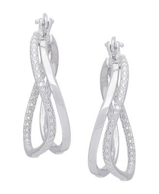 Diamond Accent Swirl Hoop Earrings