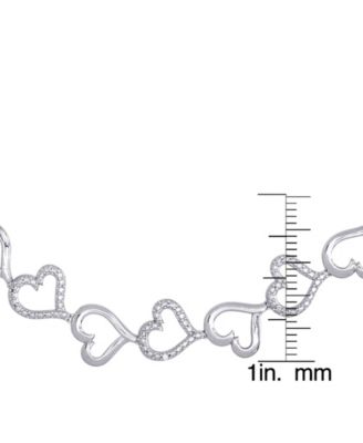 Diamond Accent Open Heart Link Adjustable Bolo Bracelet
