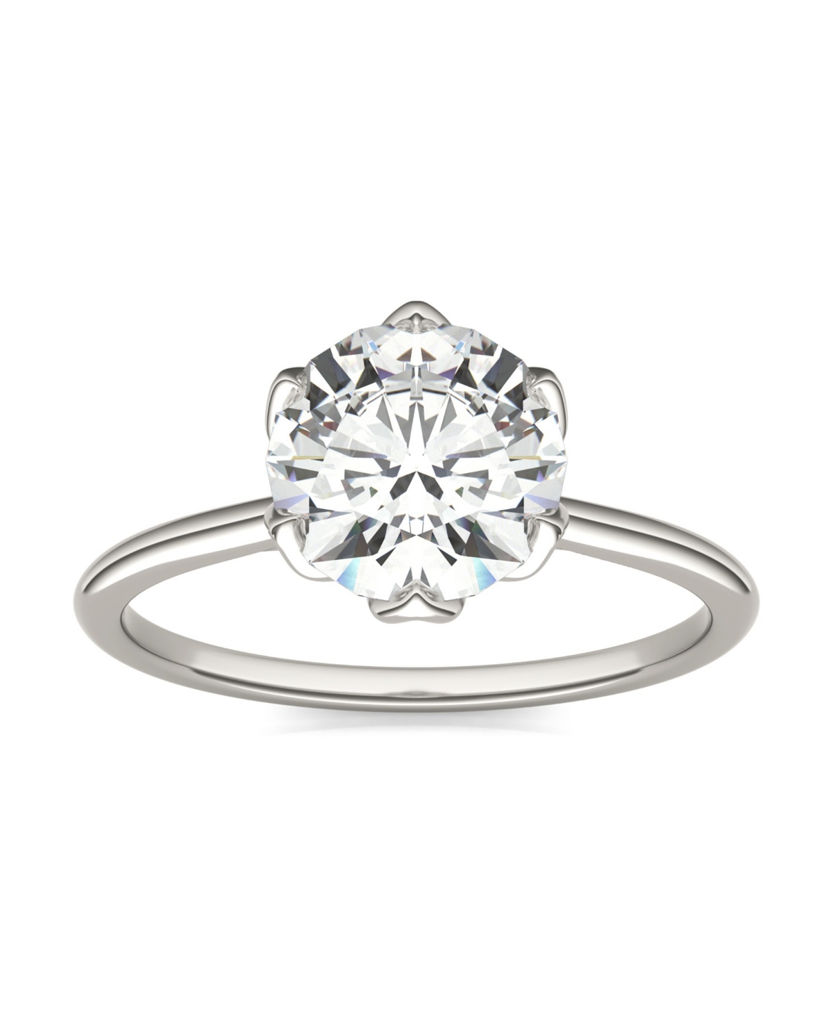 Moissanite Round Solitaire Ring (1-9/10 Carat Total Weight Diamond Equivalent) in 14K White Gold - White Gold