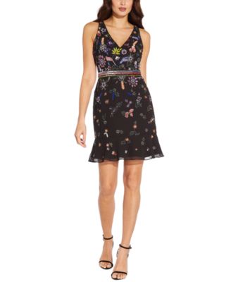 Aidan by Aidan Mattox - Beaded V-Neck Dress
