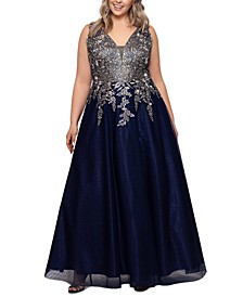 Plus Size Embroidered Ball Gown