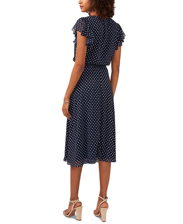 MSK PolkaDot FlutterSleeve Midi Dress Macy's