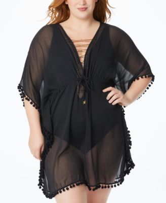 Bleu by Rod Beattie - Plus Size Gypset Chiffon Caftan Swim Cover-Up