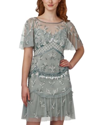Adrianna Papell - Flutter-Sleeve Boho Cocktail Dress