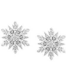 Diamond Elsa Snowflake Stud Earrings (1/4 ct. t.w.) in Sterling Silver