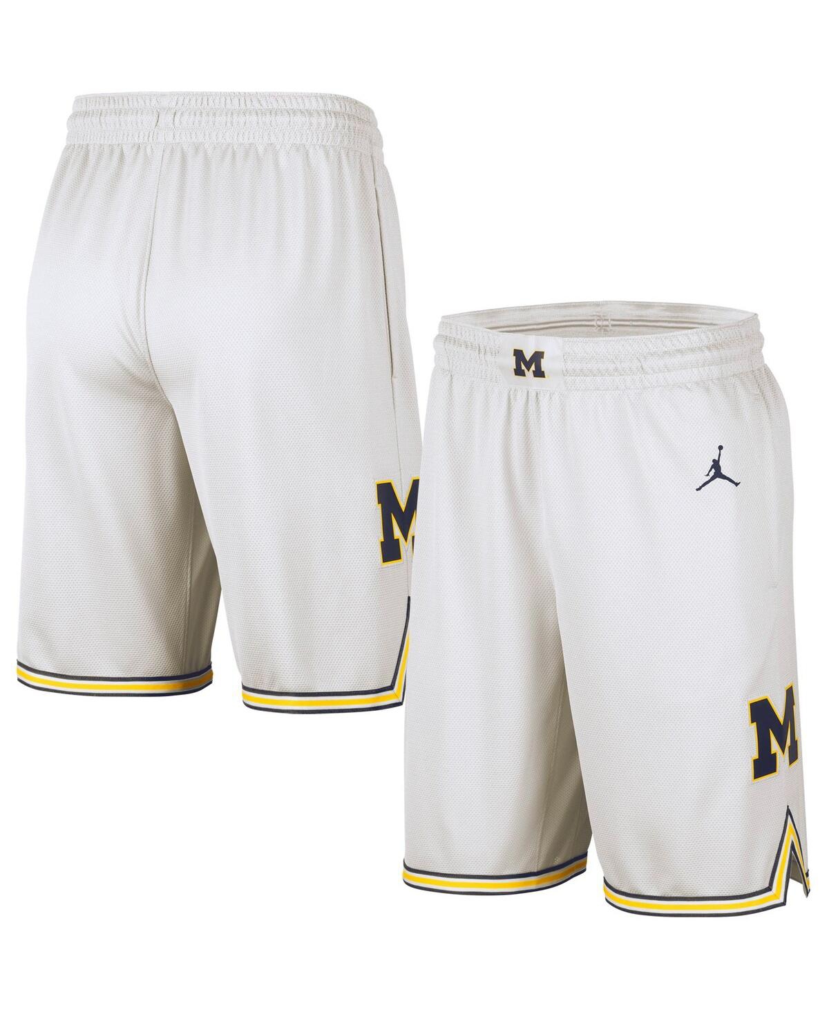 Men's Jordan White Michigan Wolverines Replica Team Basketball Shorts - White