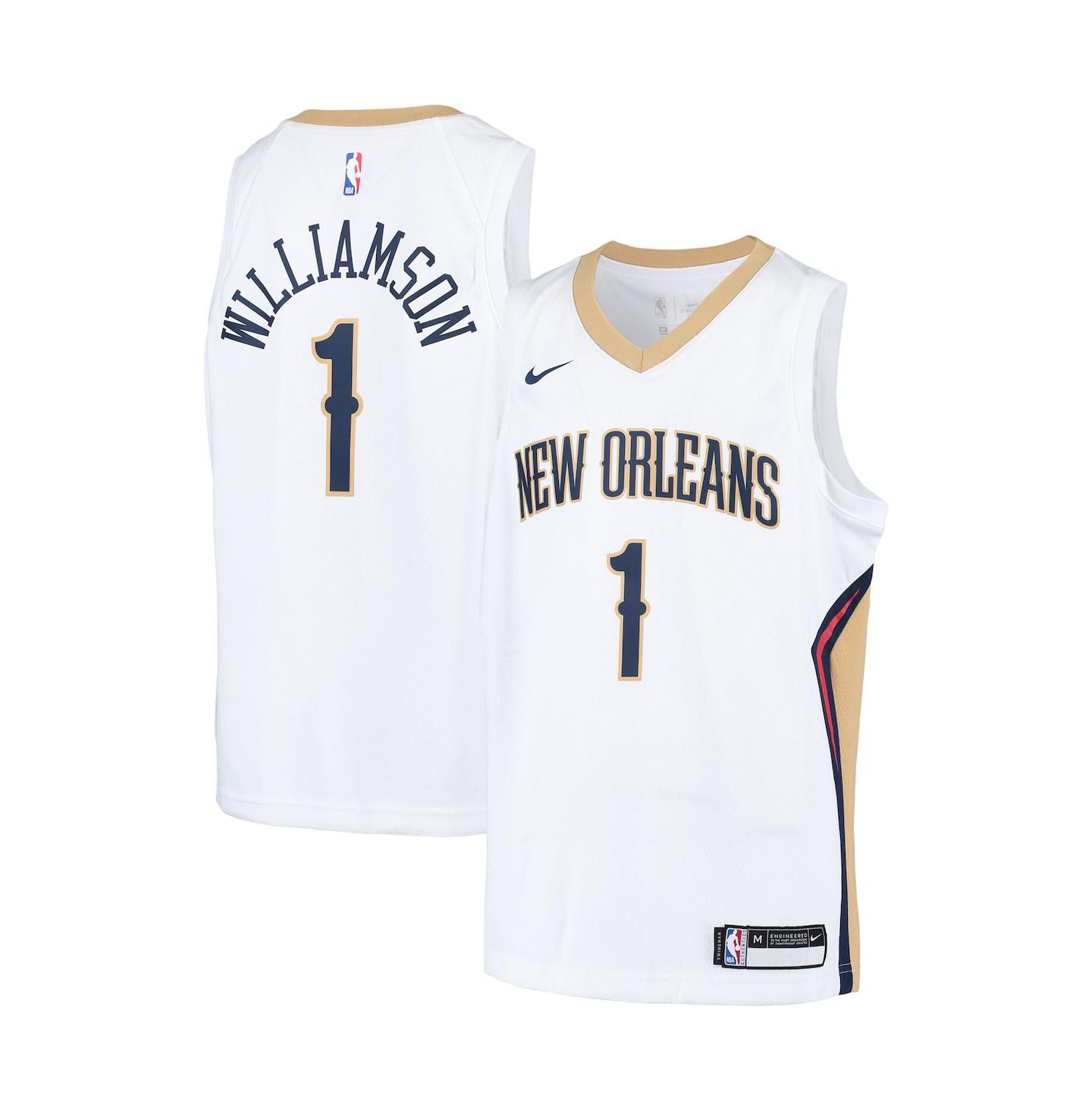 Топ Nike Zion Williamson White New Orleans Pelicans Swingman Player Jersey - Association Edition для мальчиков — фото 1
