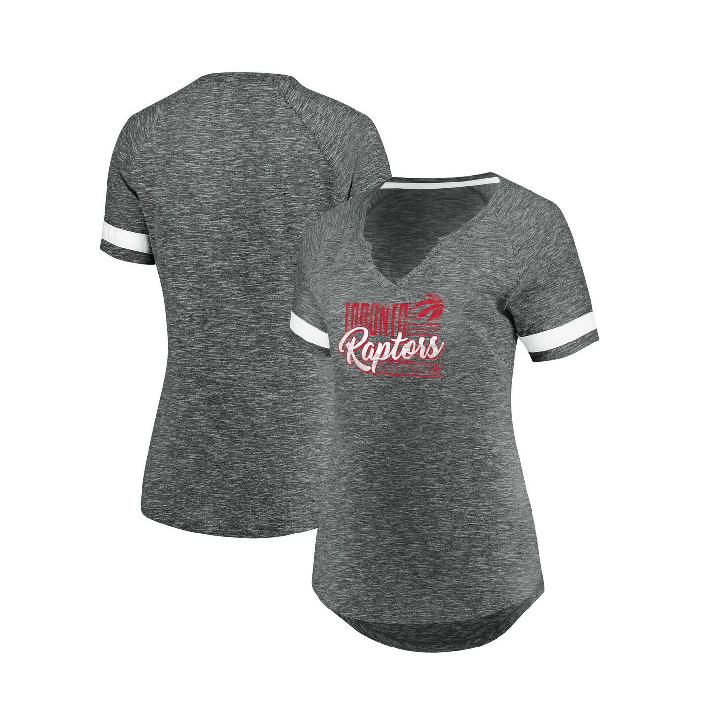 Женская футболка Fanatics Gray and White Toronto Raptors Showtime Winning with Pride Notch Neck — фото 2