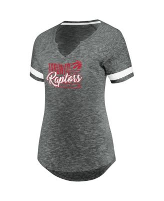 Women's Gray and White Toronto Raptors Showtime Winning with Pride Notch Neck T-shirt