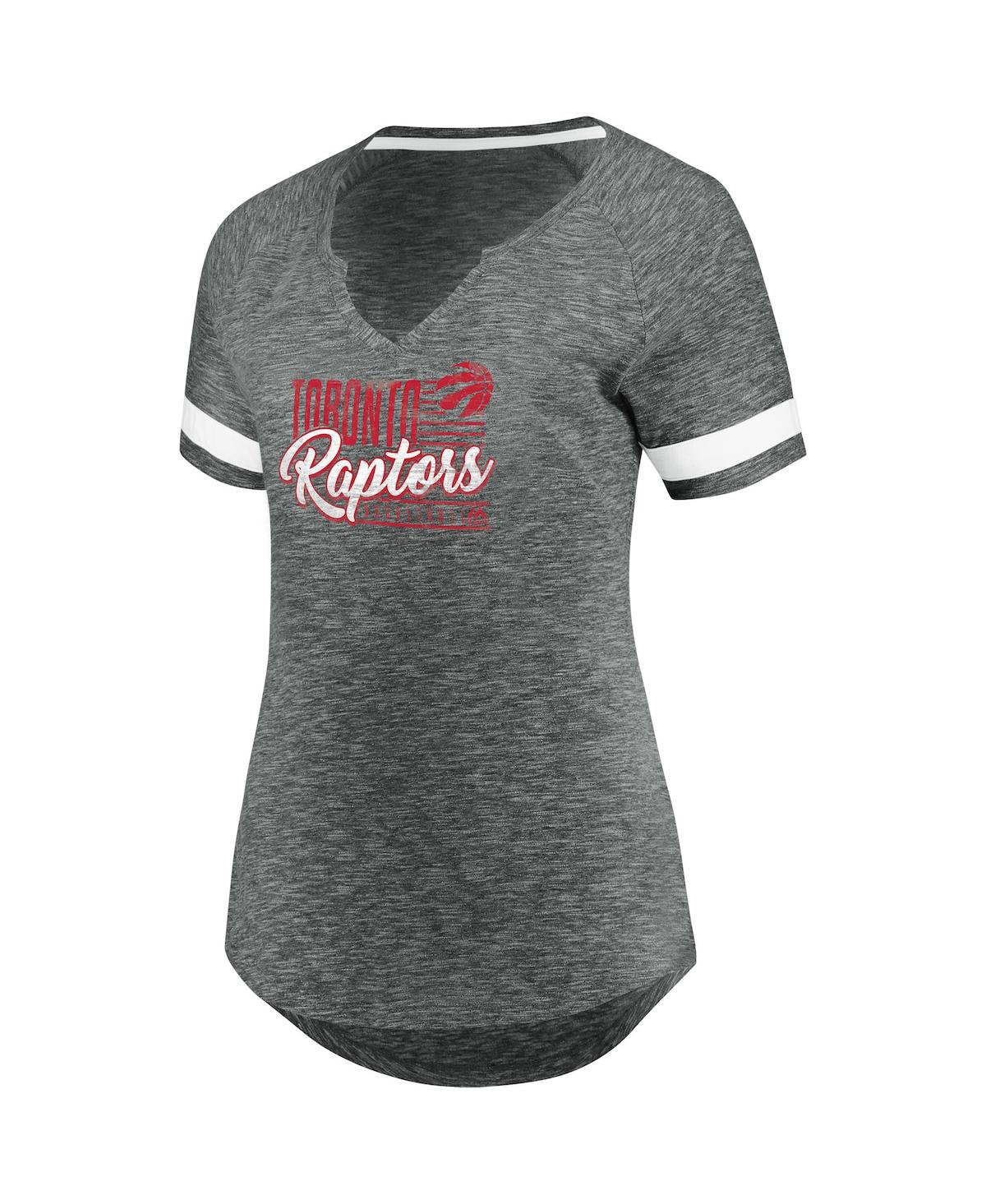 Fanatics Women's  Branded Gray And White Toronto Raptors Showtime Winning With Pride Notch Neck T-shi In Gray,white