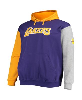 Men's Purple and Gold Los Angeles Lakers Big and Tall Double Contrast Pullover Hoodie