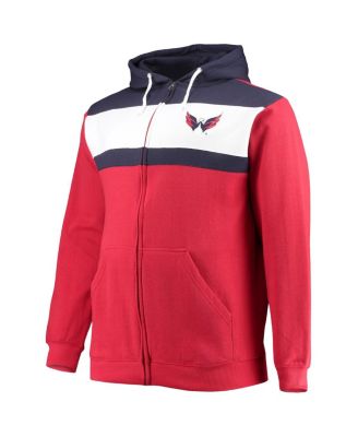 Men's Alexander Ovechkin Red Washington Capitals Big and Tall Colorblock Full-Zip Hoodie