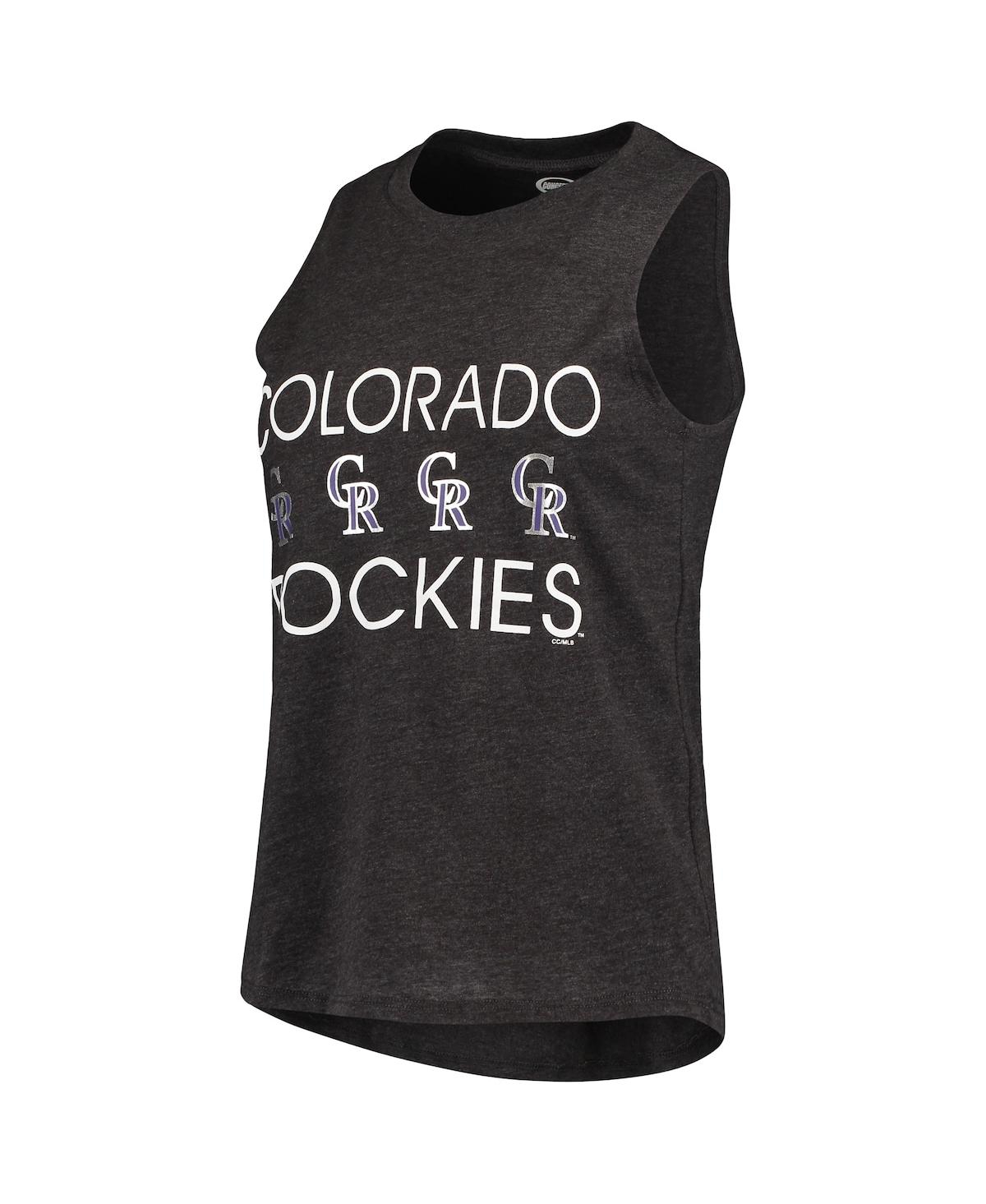 Concepts Sport Women's  Purple, Black Colorado Rockies Meter Muscle Tank Top And Pants Sleep Set In Purple,black