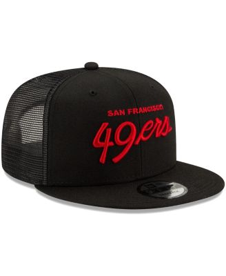 New Era Men's Black San Francisco 49ers Script Trucker 9FIFTY Snapback Hat