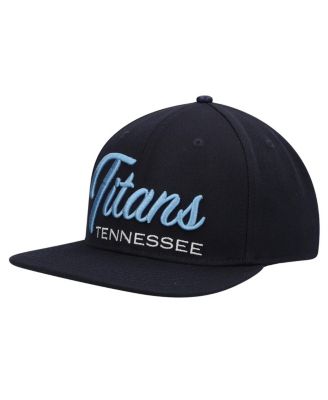 Men's Navy Tennessee Titans Script Wordmark Snapback Hat