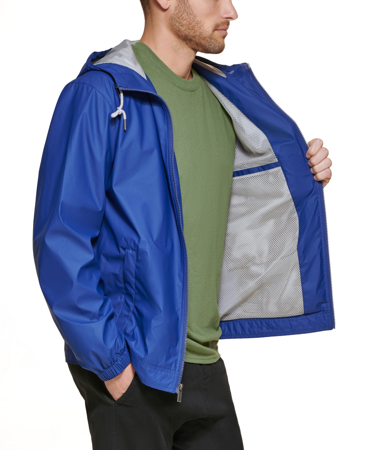 Club Room Men's Rubberized Lightweight Hooded Rain Jacket, Created for Macy's