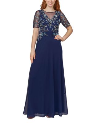 adrianna papell floral sequin gown