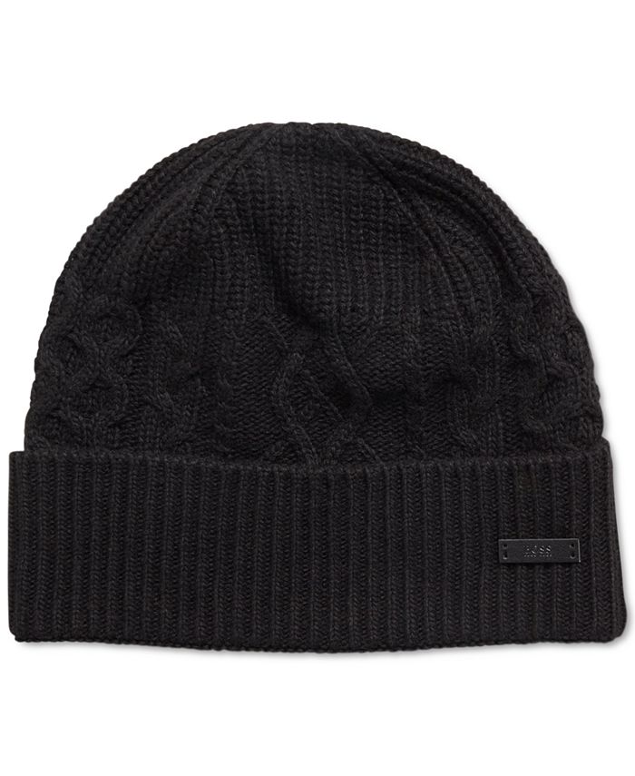 Hugo Boss Men's CableKnit Beanie Hat Macy's